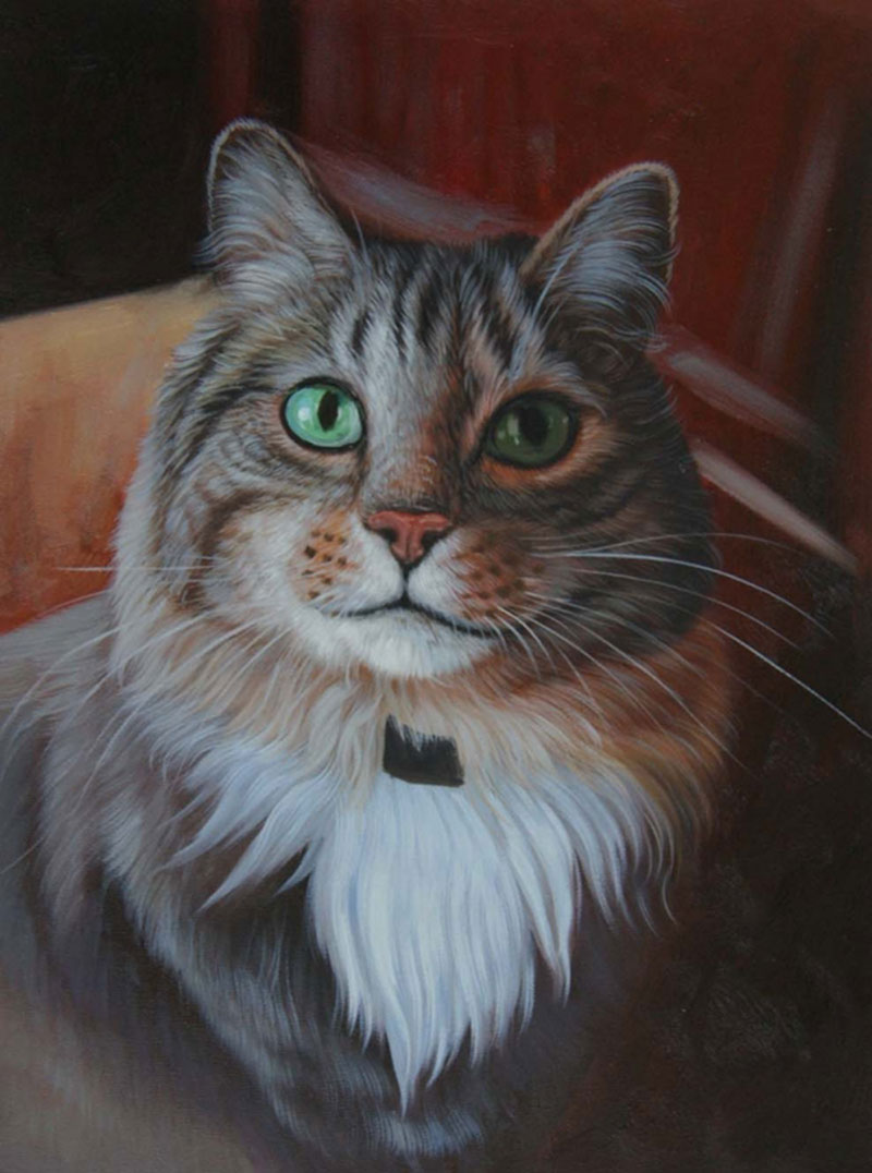 canvas painting of cat with long hair 