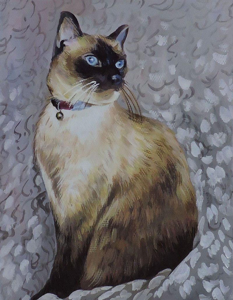 cat portrait hand painted pastel