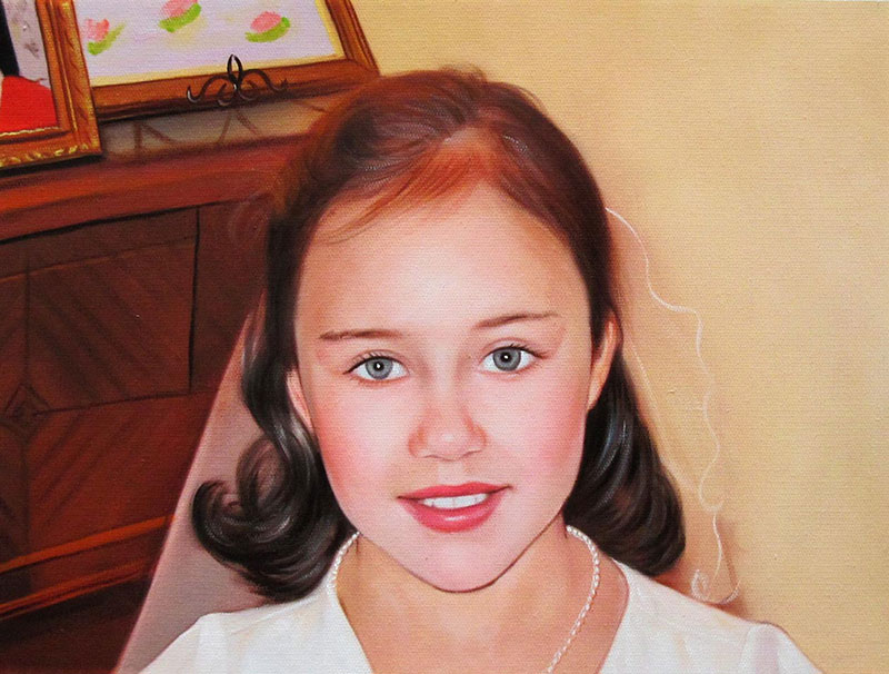 a custom oil painting of a young girl