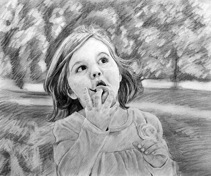 charcoal drawing of a girl