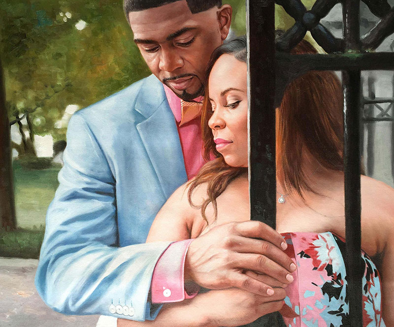 turn pictures into art elegant black couple posing outdoors