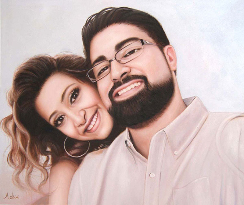 oil painting of Indian couple photo to art