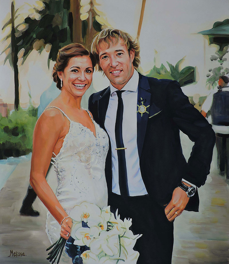 wedding photo hand painted in pastel