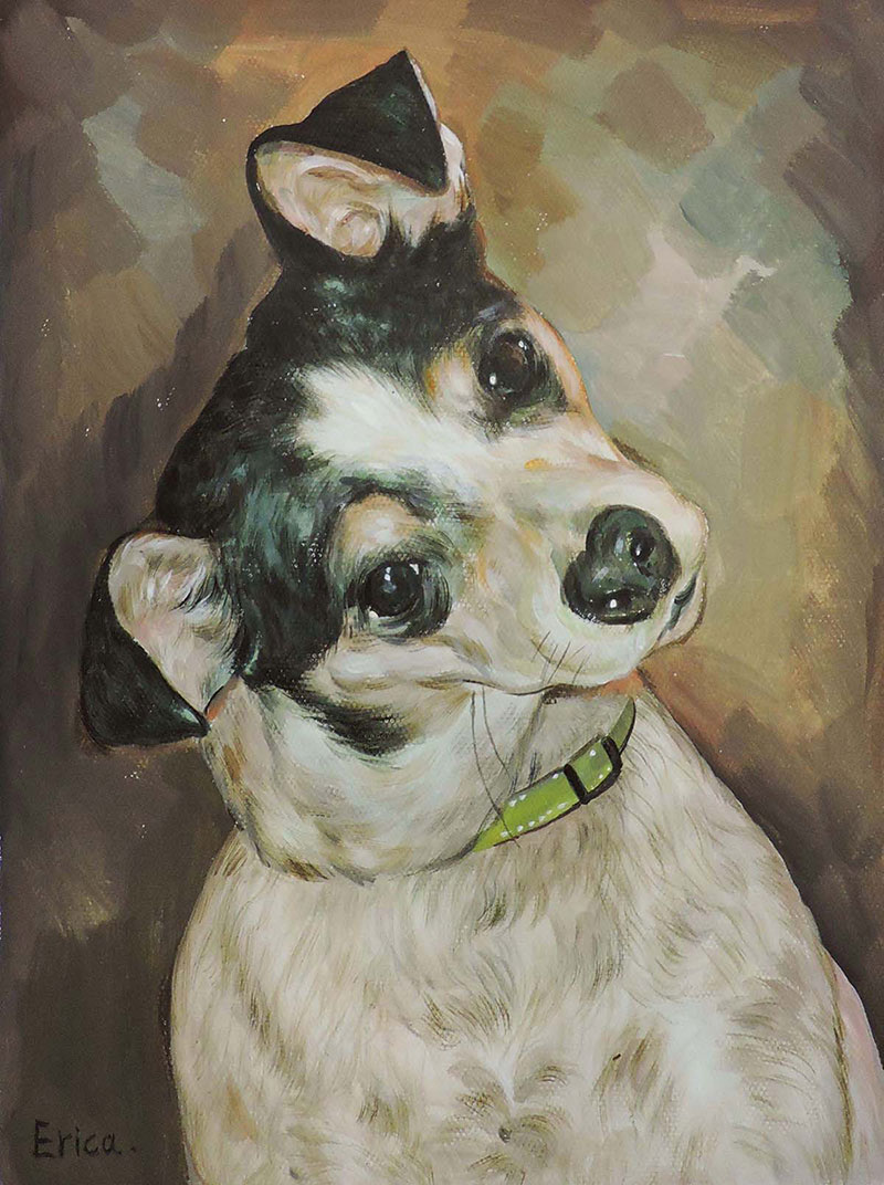 retratos a pastel, mascota, perro. foto a pintura