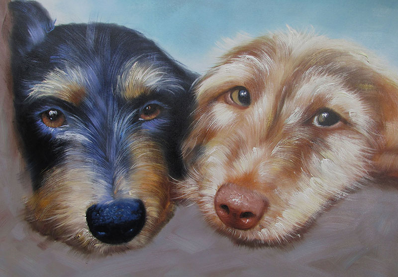 two dogs together painting