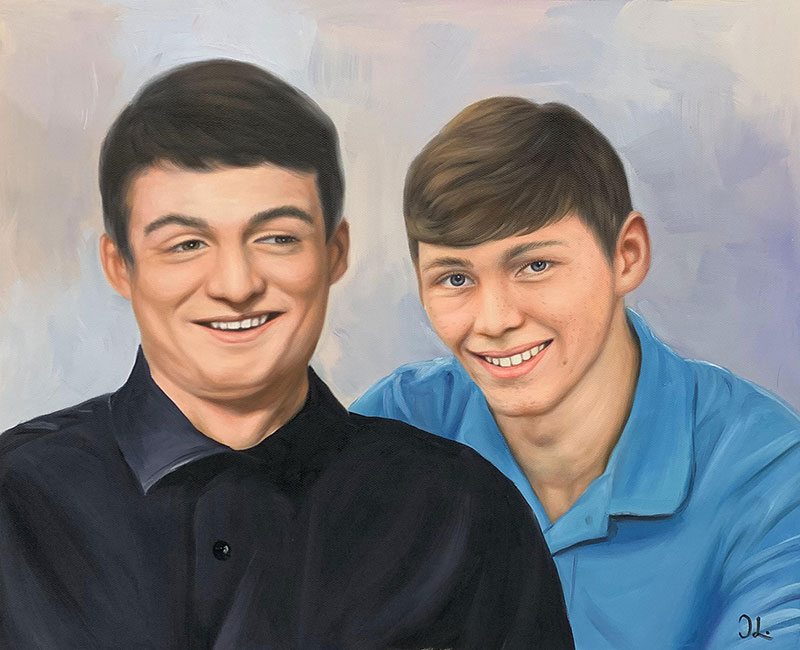 Custom handmade oil portrait of two adults