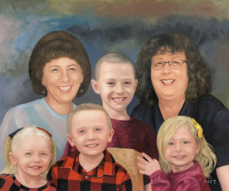 Personalized oil painting of a happy family