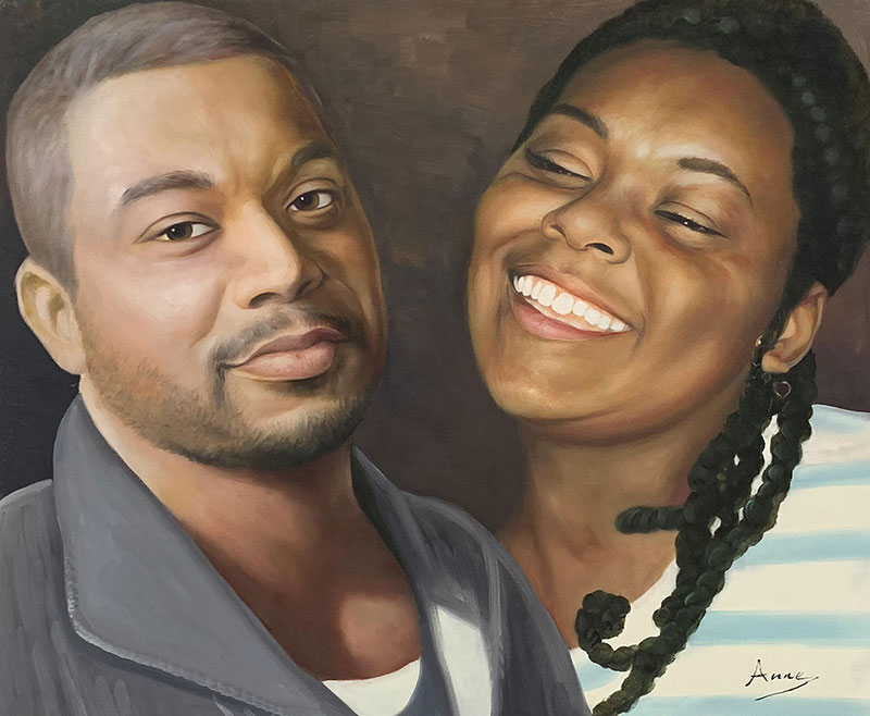 Personalized oil artwork of two adults