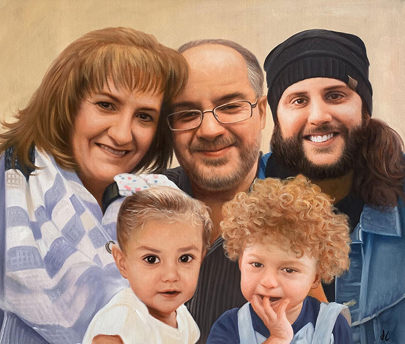 Gorgeous handmade acrylic painting of a family
