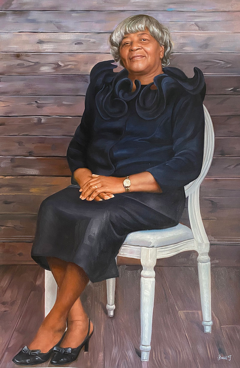 Beautiful portrait of a elderly lady in black dress