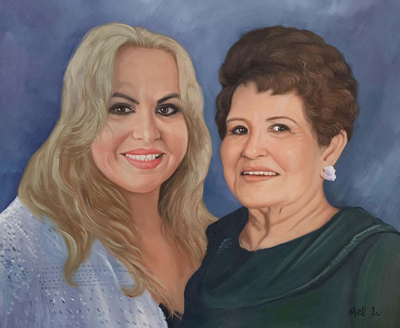 Personalized handmade oil painting of two adults