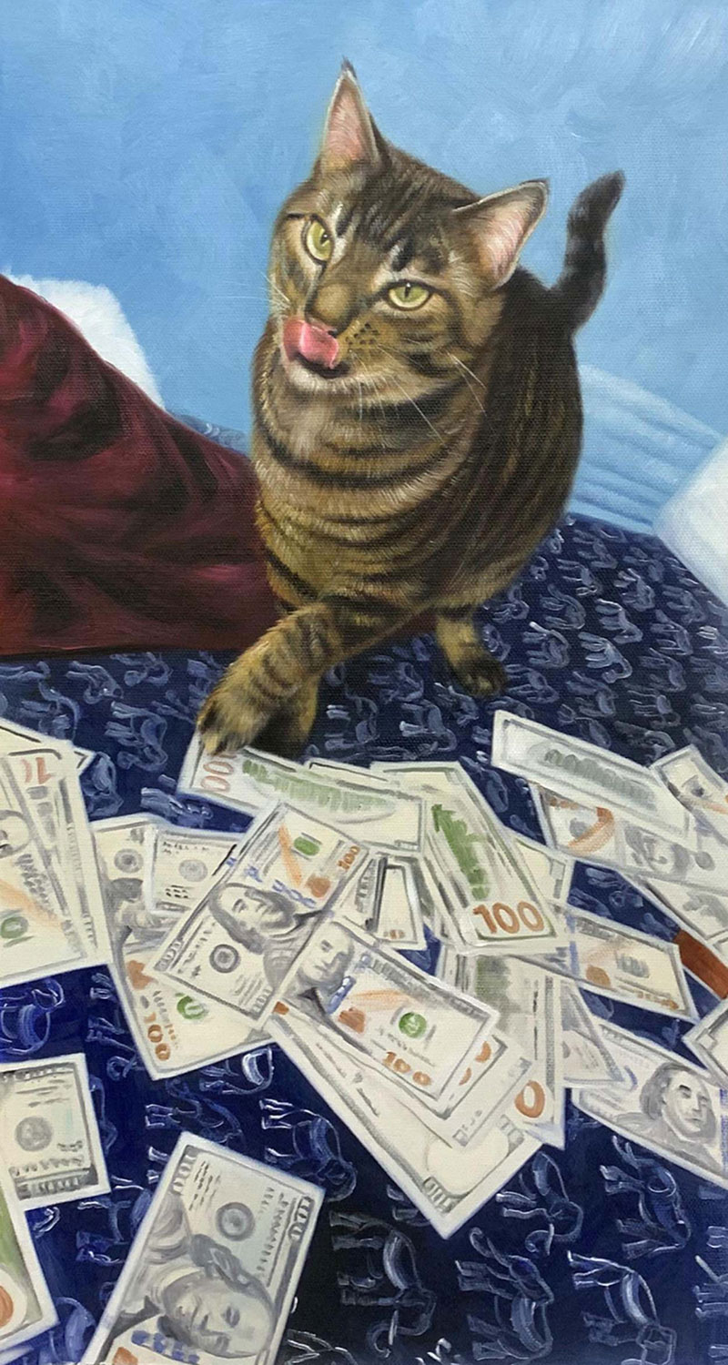 Custom handmade acrylic painting of a cat