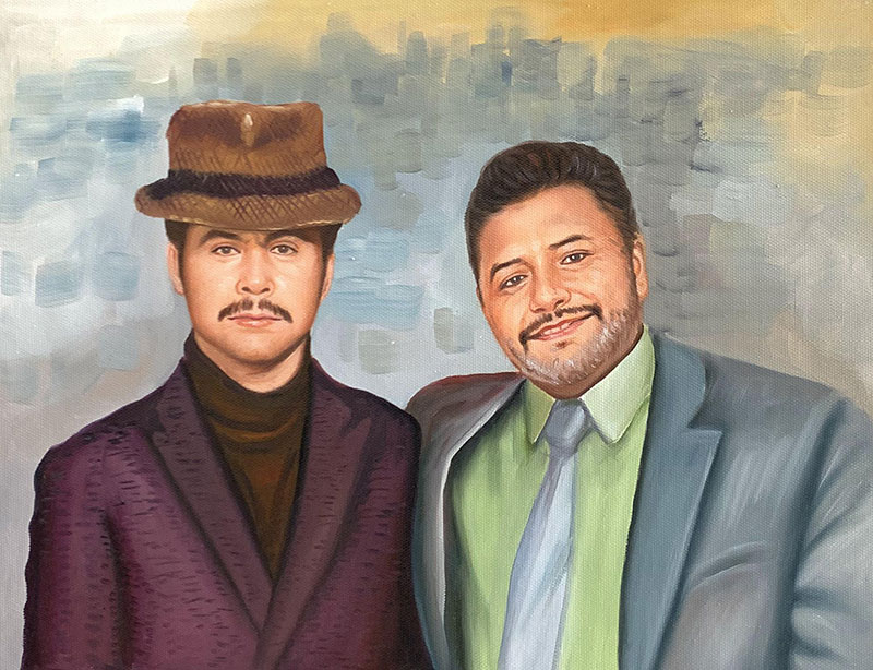 Custom handmade oil portrait of two adults