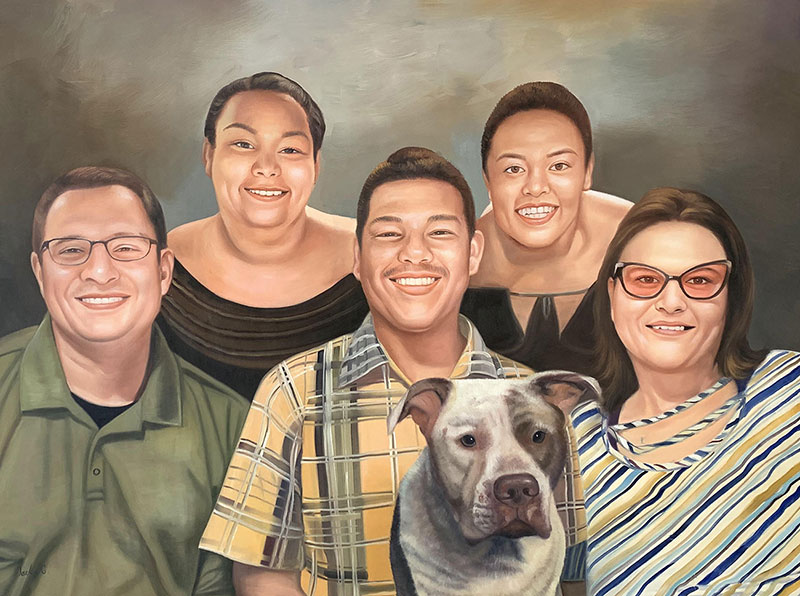 Beautiful handmade oil painting of a family 