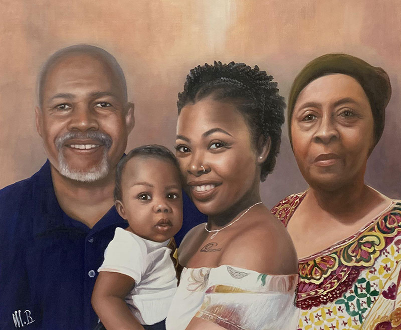 Gorgeous handmade family portrait in acrylic