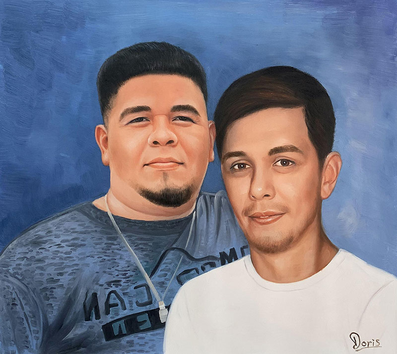 Beautiful handmade acrylic painting of two adults