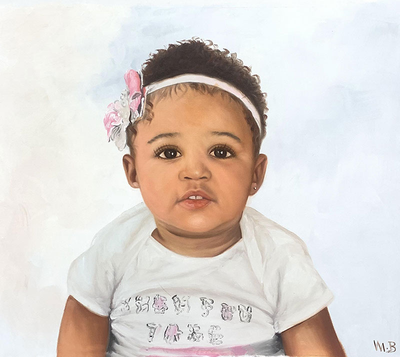 Gorgeous handmade oil portrait of a baby 