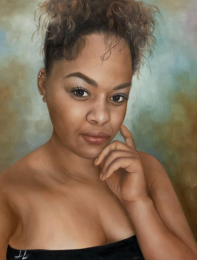 Gorgeous close up acrylic portrait of an adult