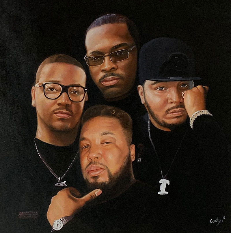 Personalized oil painting of four adults