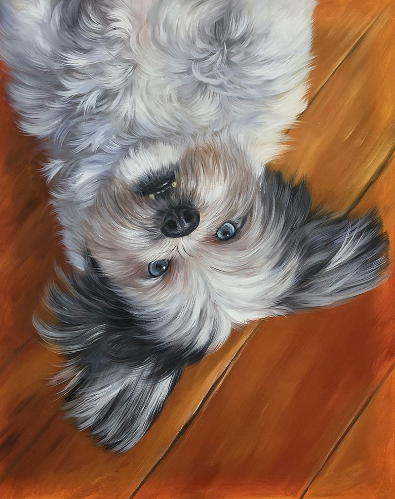 Custom handmade oil painting of a cute dog