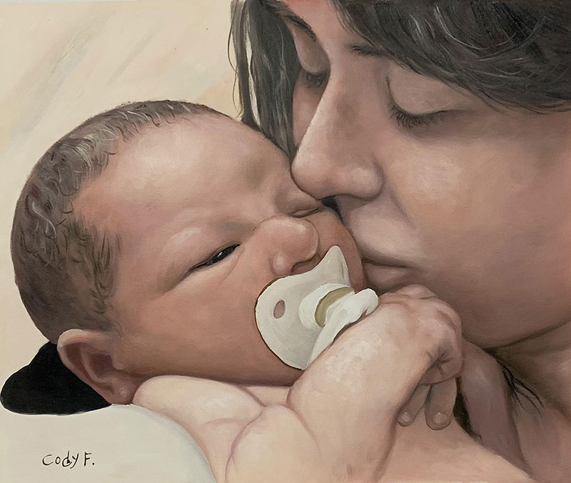 Gorgeous close up portrait of a mother and a newborn baby
