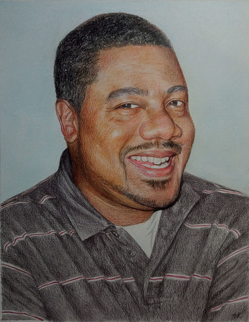Personalized close up color pencil drawing of a gentleman