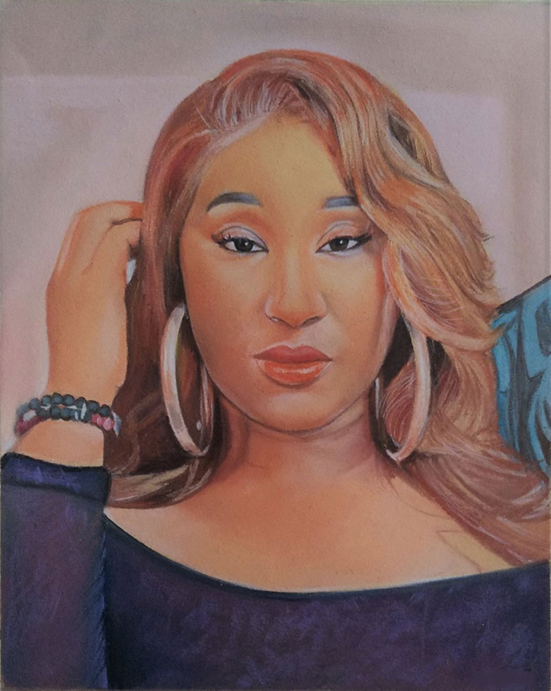 Gorgeous handmade portrait of a lady in pastel