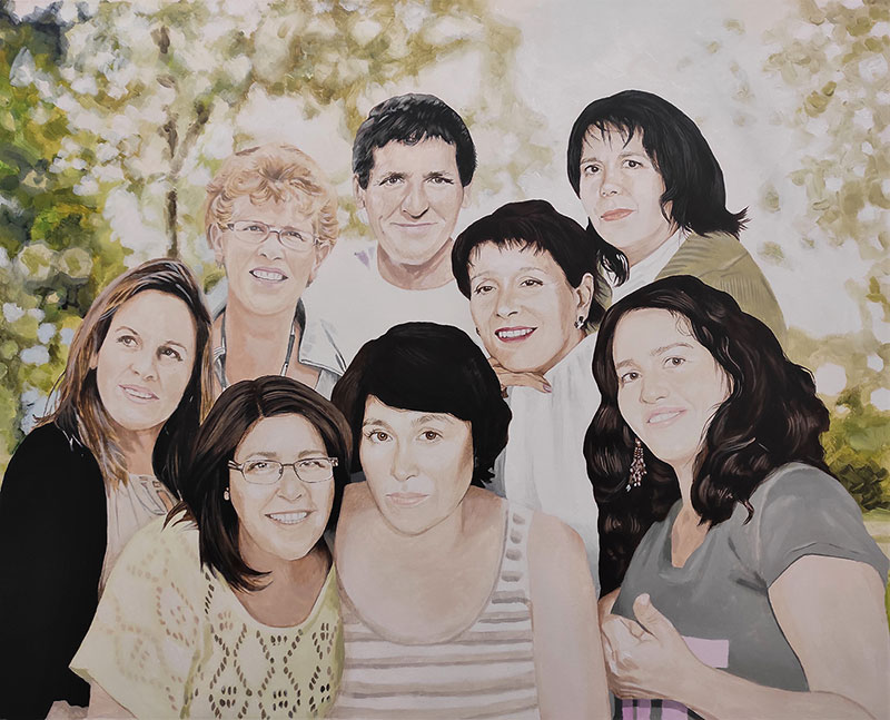 Beautiful acrylic painting of a family