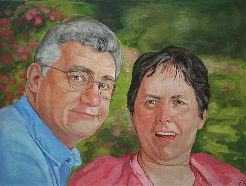 Beautiful handmade acrylic portrait of two adults