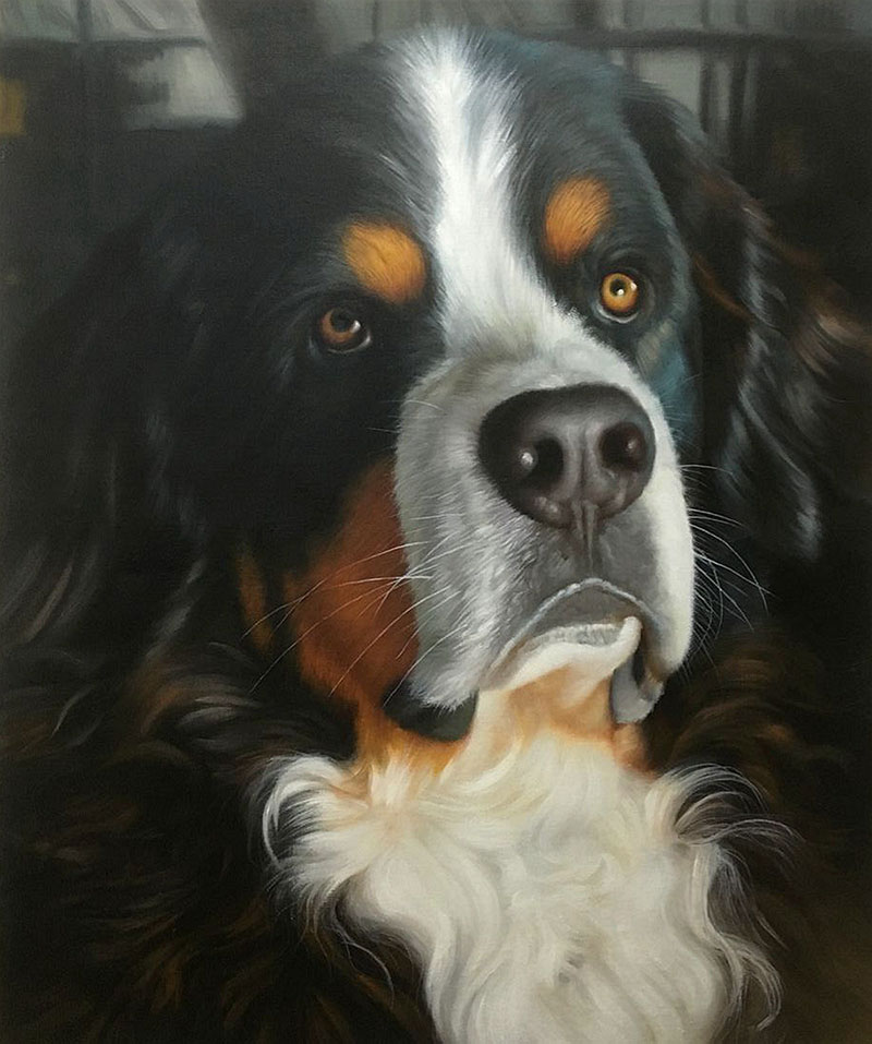 hopeful look dog painting