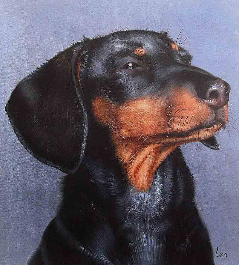Oil portrait dog long 
