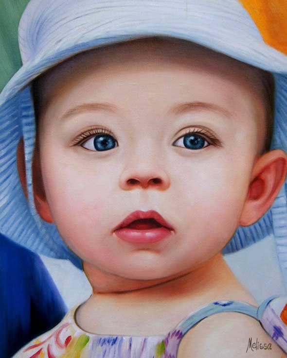 oil portrait from a photo of a beautiful baby