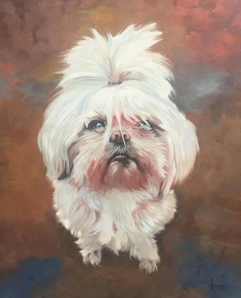 cute oil painting of a tiny dog