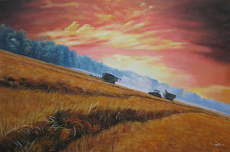 custom painting of a farm