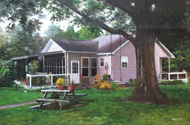 Custom oil painting house and a swing