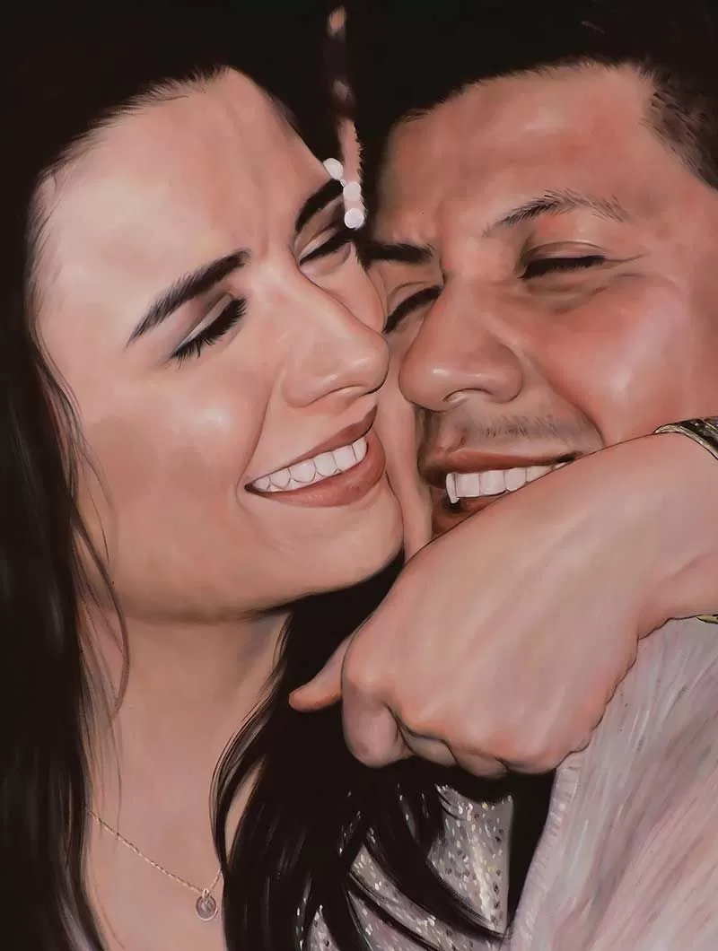 oil portrait of a loving couple