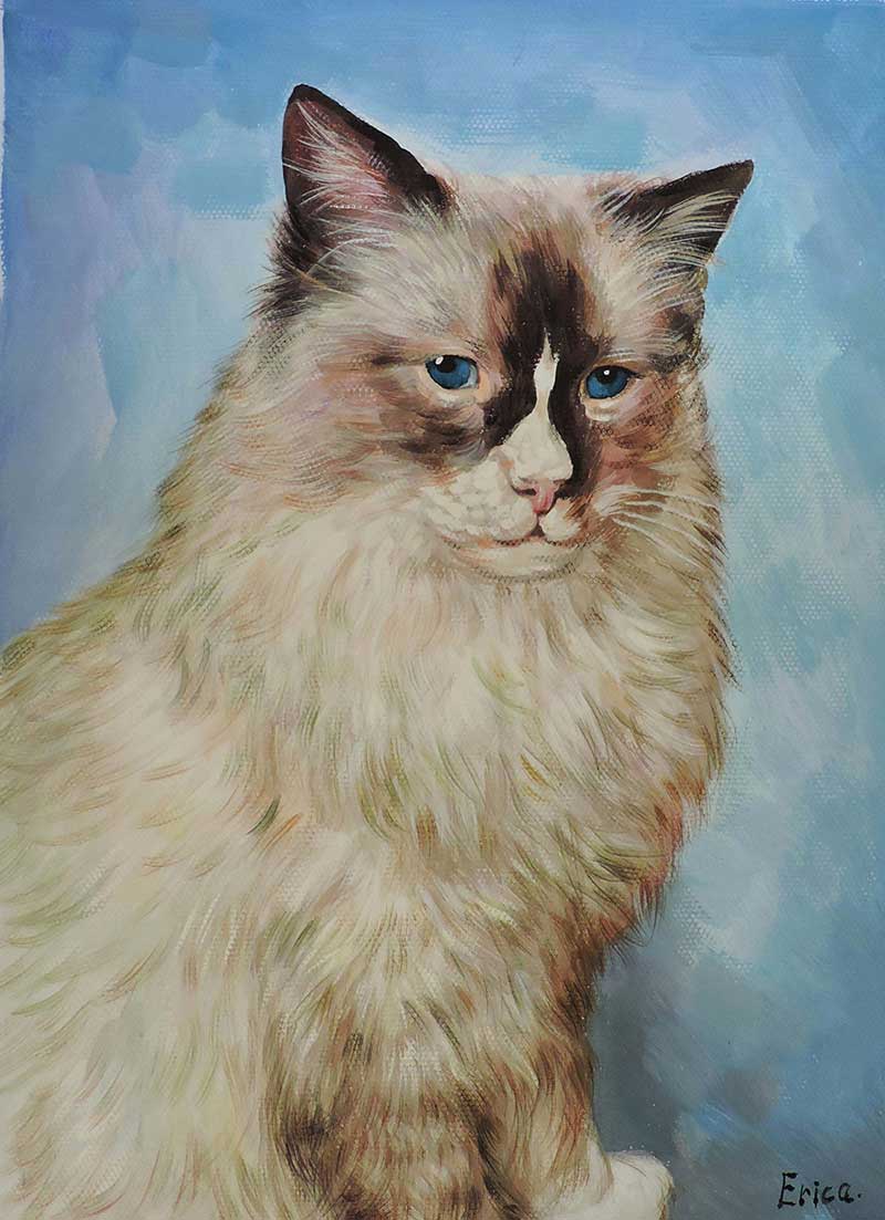 cat portrait painted in pastel
