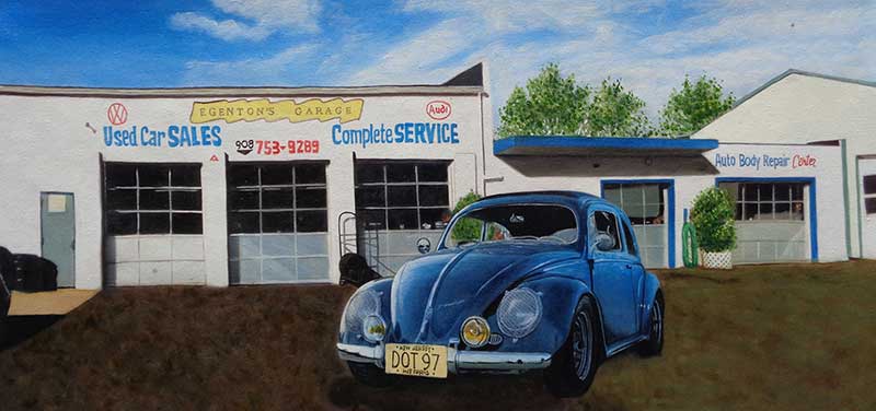 Custom oil handmade painting of blue beetle