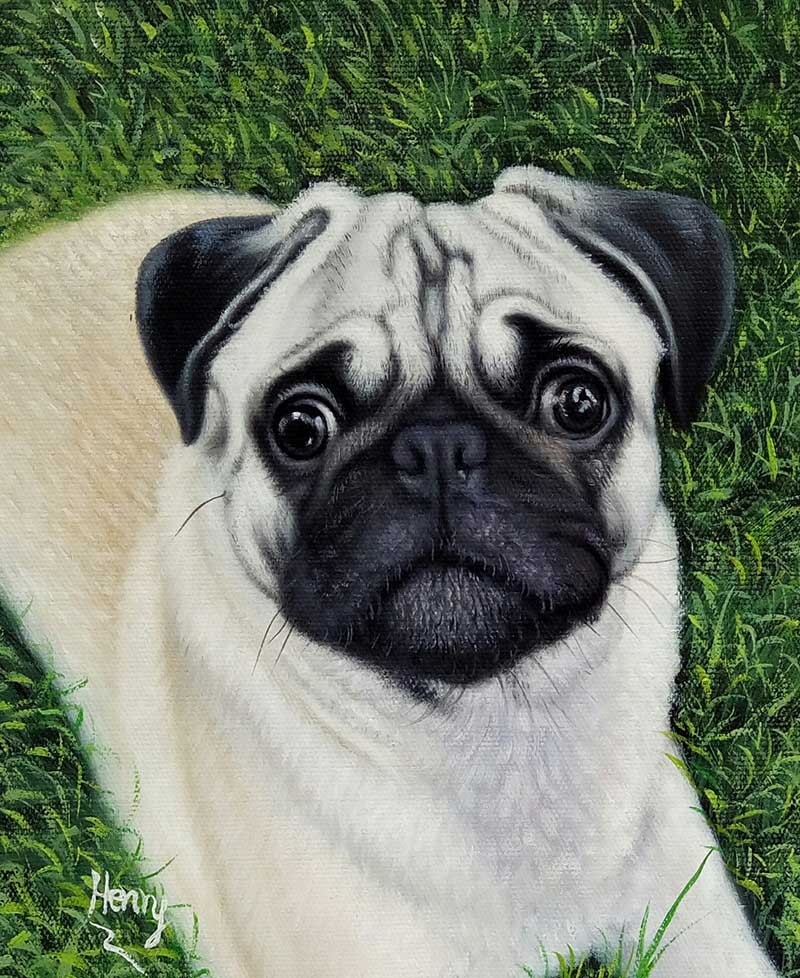 funny oil painting portrait a pug