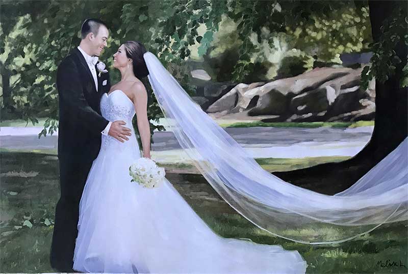 Oil painting of a wedding couple beautiful majestic stunning