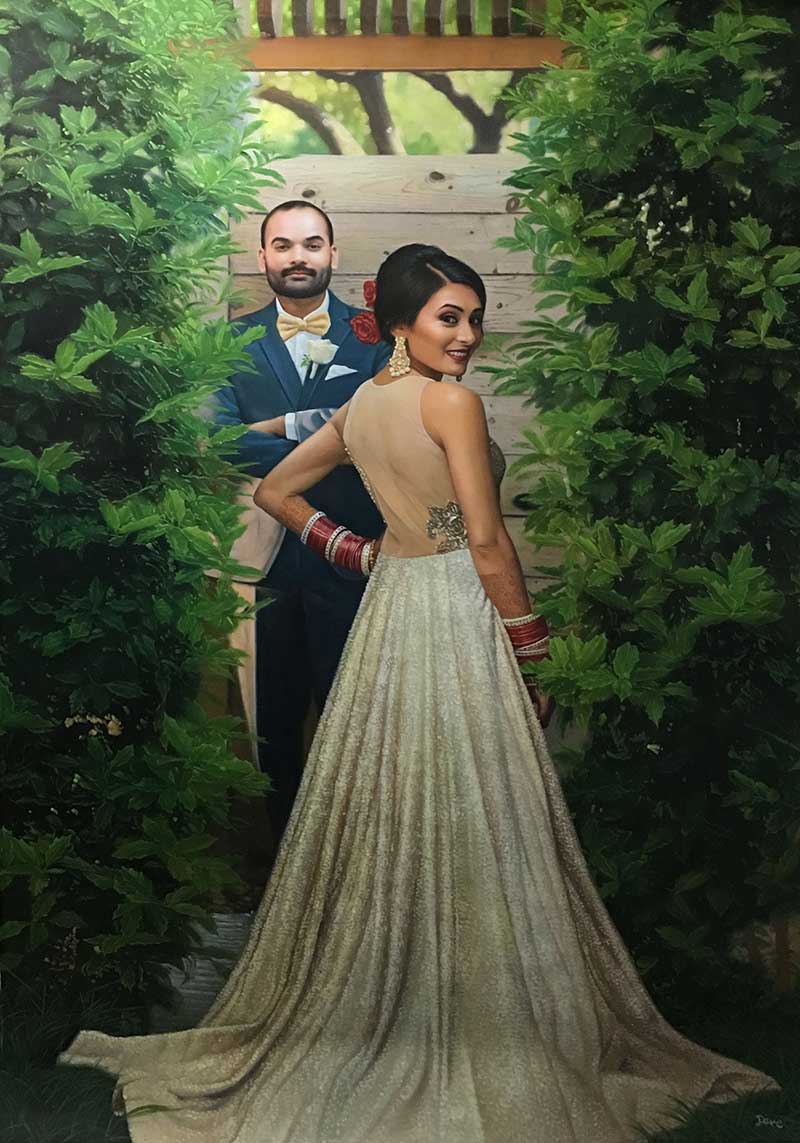 Beautiful oil painting of a wedding 