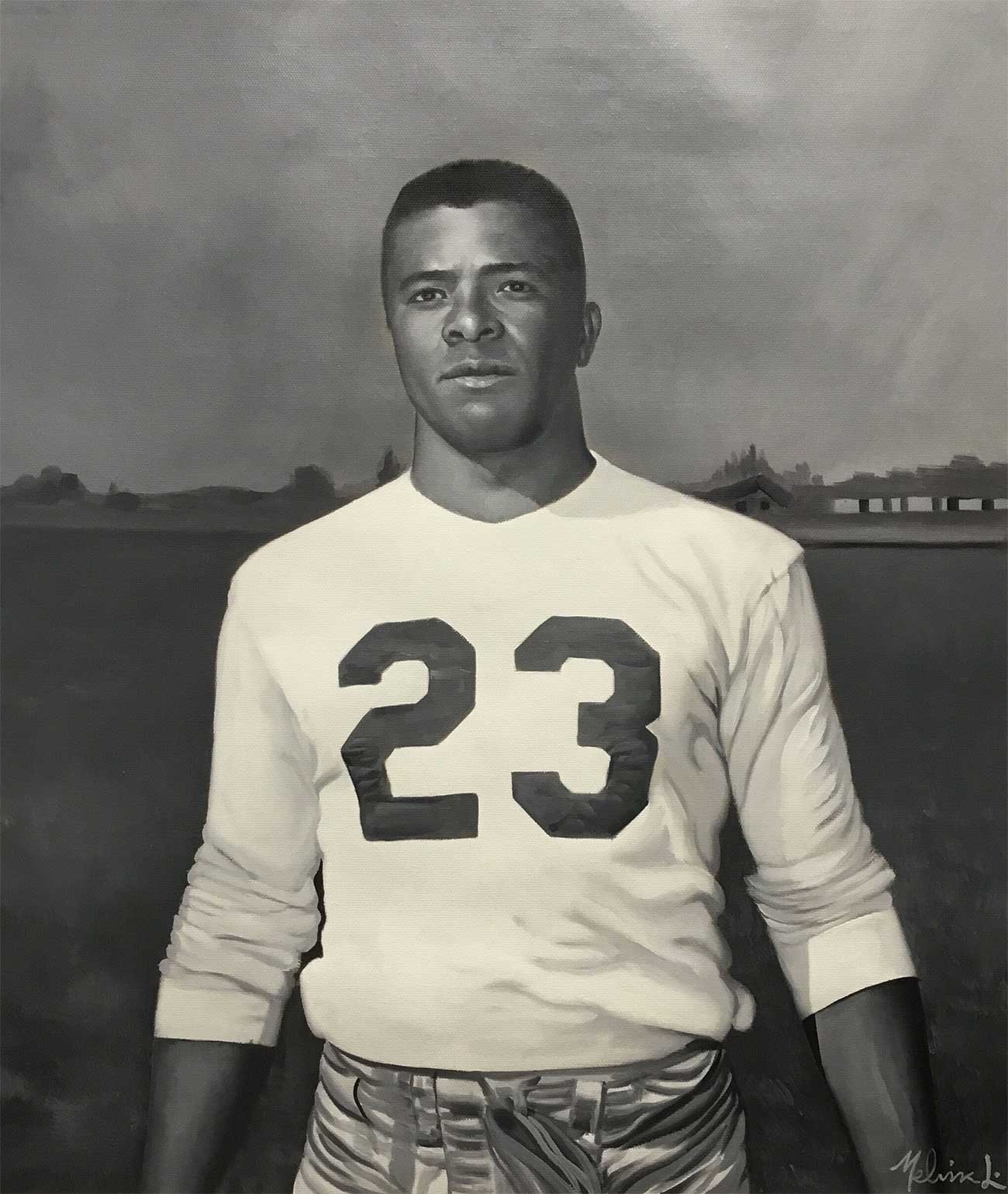 oil painting of a american football player