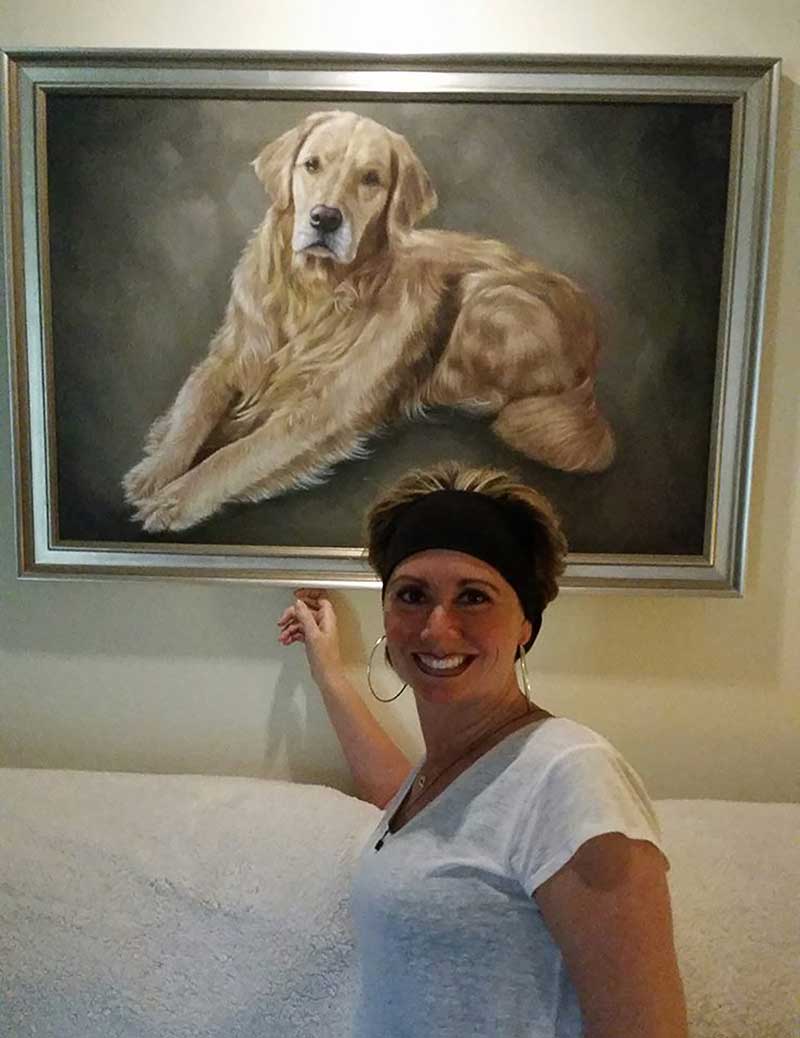 a beautiful oil painting of a golden retriever 