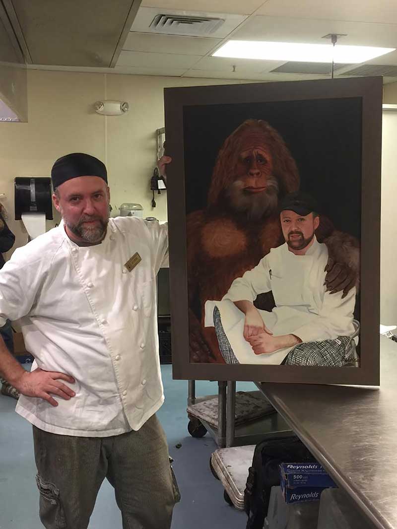 an oil painting of a bigfoot