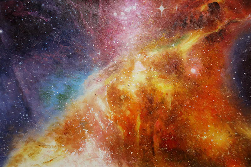 an oil painting of a cosmos nebula space beautiful color colorful