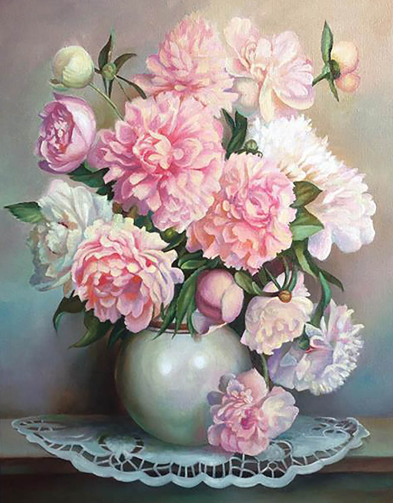 photo to oil painting bouqet of pink flowers
