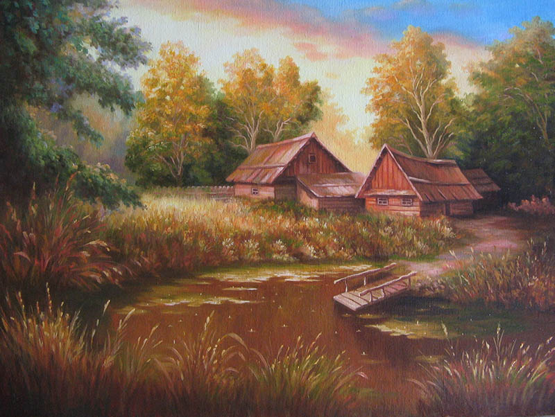 realistic painting of a house 