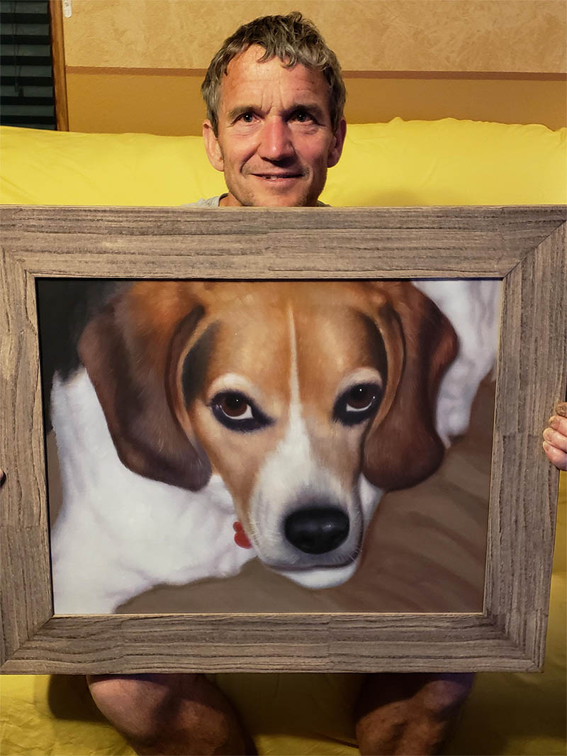 an oil painting of a beagle photo testimonial 