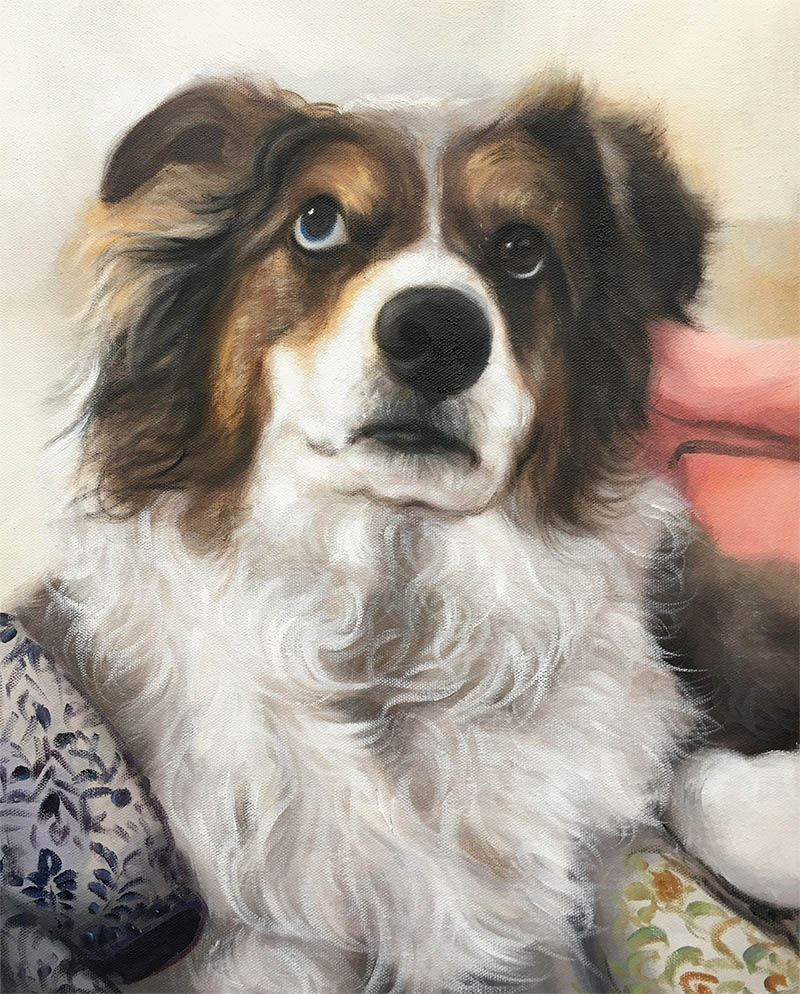 dog painting oil