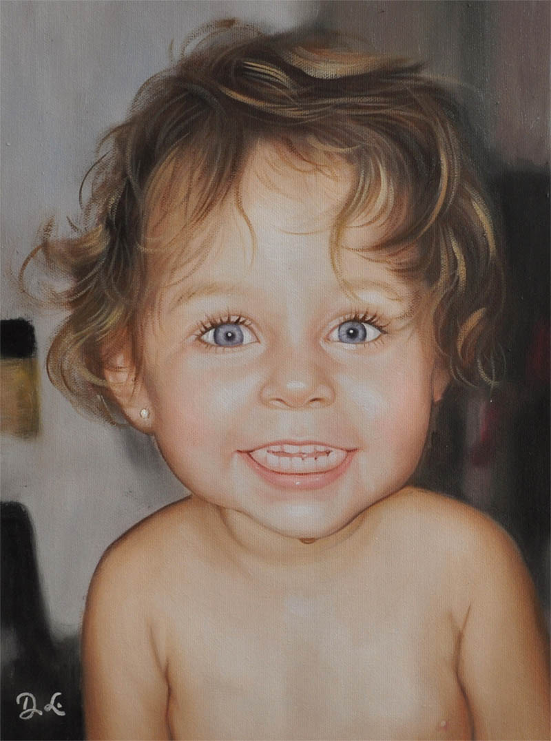 an oil painting of a child happy 
